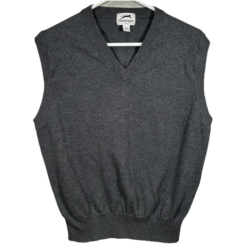 Slazenger Vest Men's Gray Medium 100% Cotton‎ Casual Golf Preppy Winter